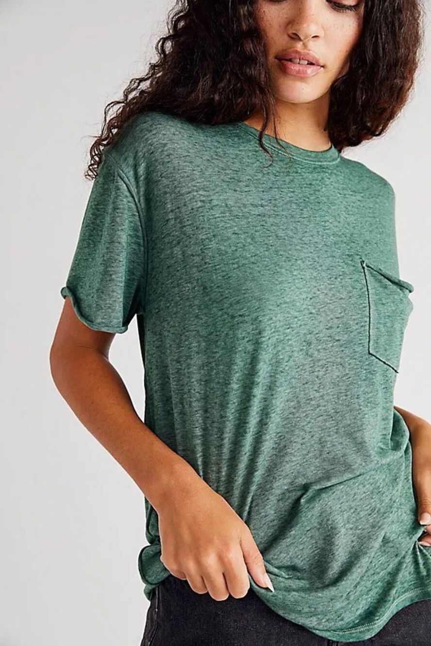 Free People X We The Free Vella Pocket Oversized Tee shirt green L NEW - Picture 1 of 12